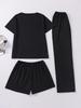 Kälberdruck 3-teiliges Set: Kurzarm-Oberteil, Shorts & Hosen - Niedliche und bequeme Homewear
