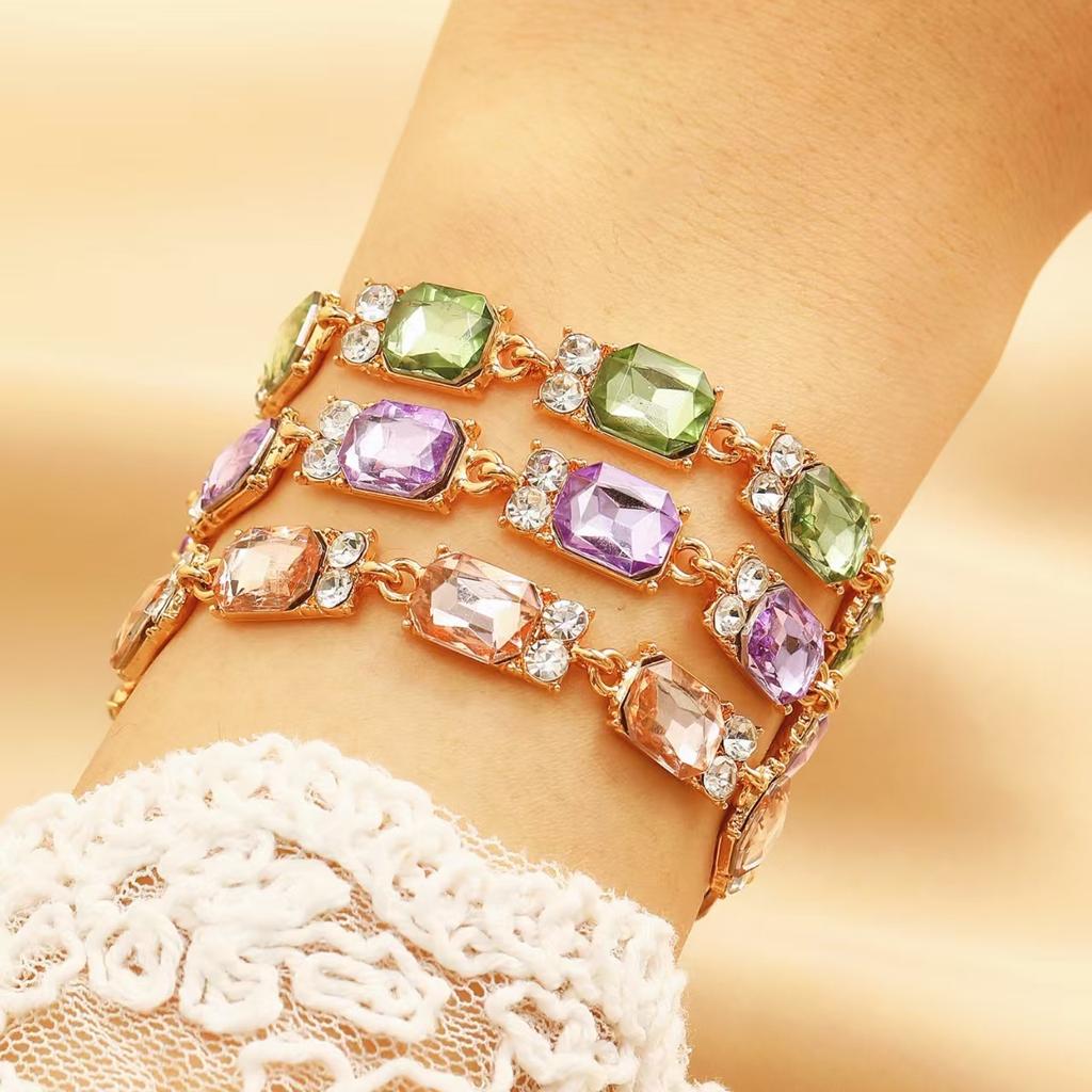 Summer accessories simple crystal colored zircon bracelet does not fade women's jewelry geometric multi-color bracelet wholesale