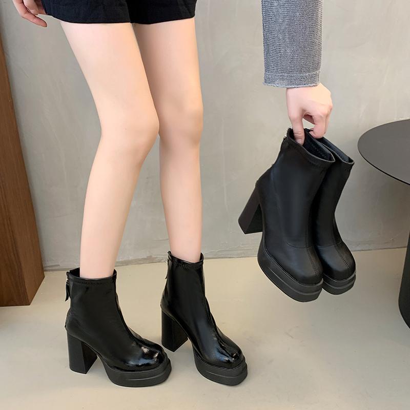 2025 Night Club Platform Thick Heel Woman Ankle Boot Autumn Winter Height Increase Shoes Laides Elegant Party Girl Short Booties