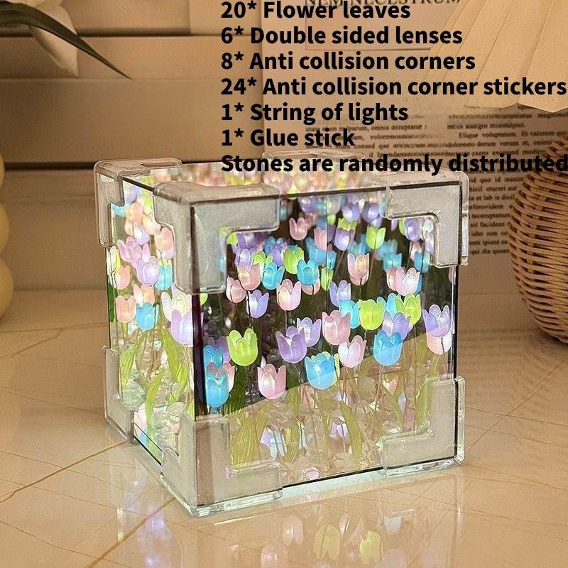 Tulip Flower Sea Night Lamp With Acrylic Shade And Button Switch For Home Decor