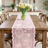 Easter Bunny Table Decoration Lace Runners, 72 Inch Spring Eggs Runner, Family Dining Runner Decorations for Home Room, Party and Supplies Soft Fabric