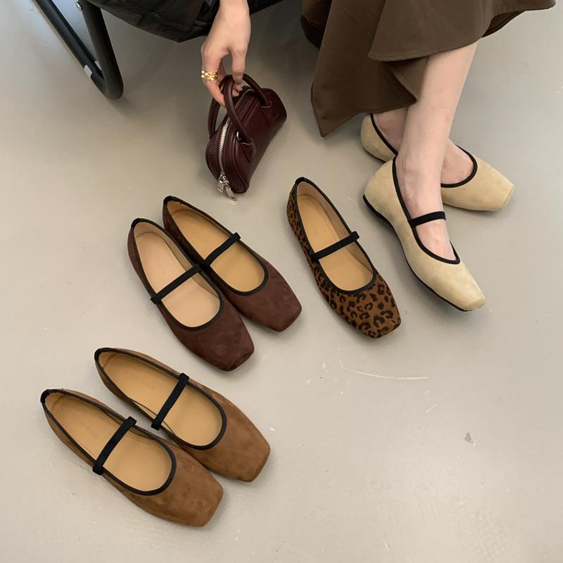 Fashion SUOJIALUN 2025 Autumn New Brand Women Flat Shoes Fashion Square Toe Shallow Slip On Mary Jane Shoes Soft Flat Heel Boat Shoes
