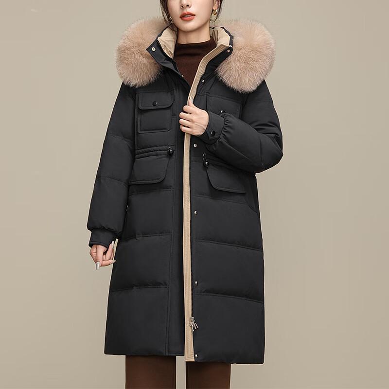 Yalu RS Women's Winter Hooded Down Jacket with Faux Fur Trim