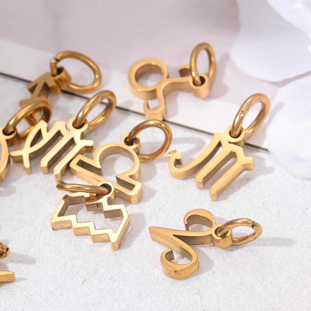 Wholesale 6pcs/lot 12 Constellation Zodiac Charm Pendant Stainless Steel High Quality DIY Jewelry Making Accessories
