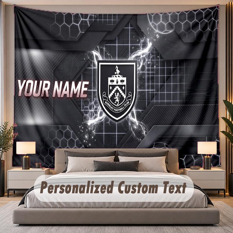 Custom Name Text Tapestry Burnley Football Personalized Polyester Wall Tapestry For Bedroom And Room