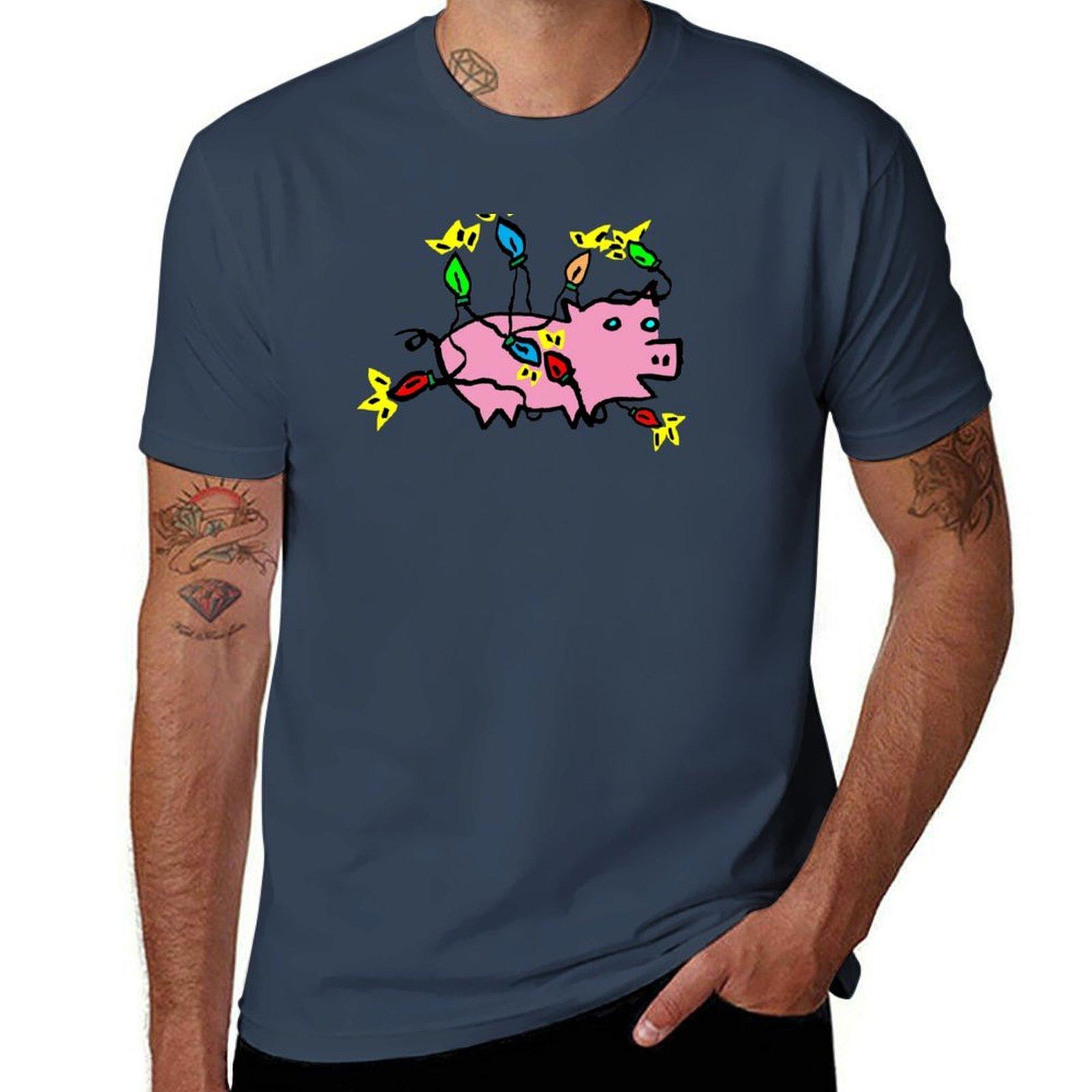 Twinkly Pig Tshirt Simple Line Art Print Tee S