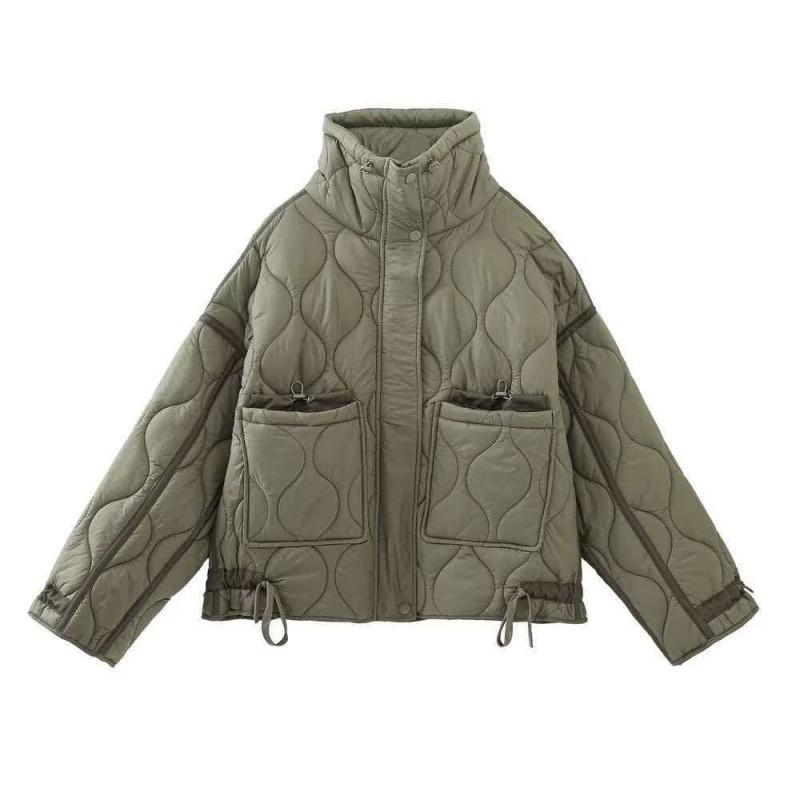 ZA Womens Winter Loose Stand Collar Padded Coat Multiple Colors Pocket Casual Outerwear