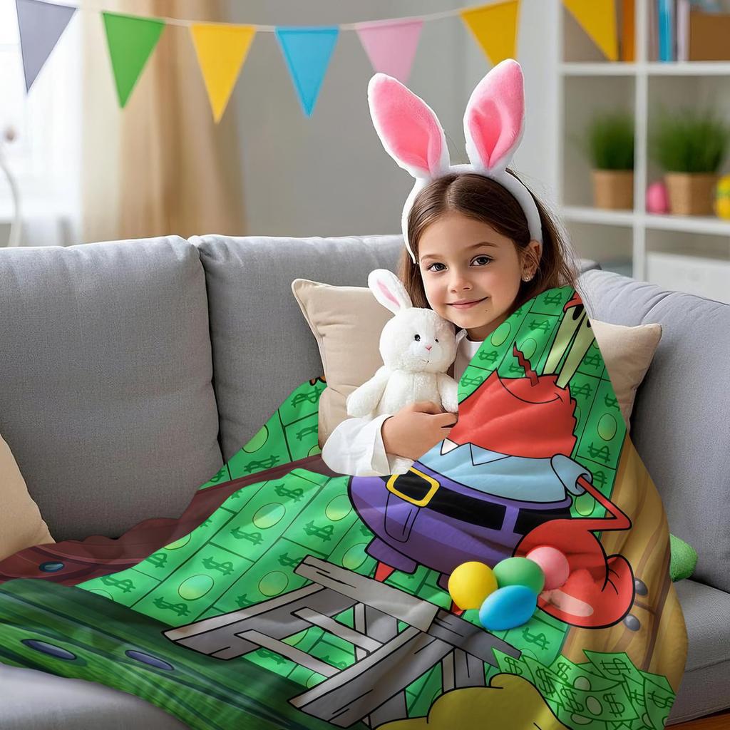 SpongeBob: Mr. Krabs Obsessed with Money–Wall of Banknotes Blanket Soft Multifunctional Decortive Universal Throw Blankets Gift