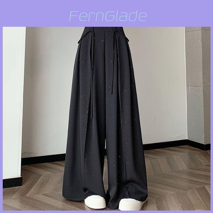 Summer Fashion Wideleg Suit Skirt Pants For Women With Solid Color And Fine Flash Design