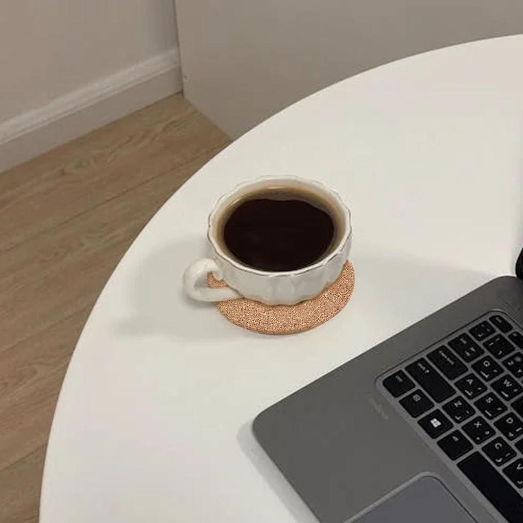 10 Pack Round Corks Coasters, Reble Coffee Coaster, 4" Cork Coaster, Drinks Corks Coasters for Kitchen Office Home Bar