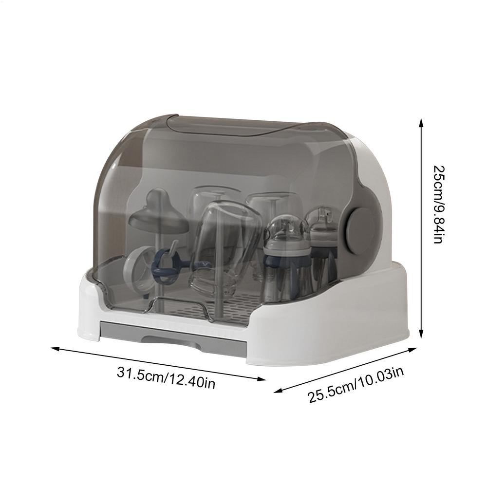 Baby bottle drying rack with lid & removable drain tray dustproof baby bottle storage rack comes with 6 drain supports supplies