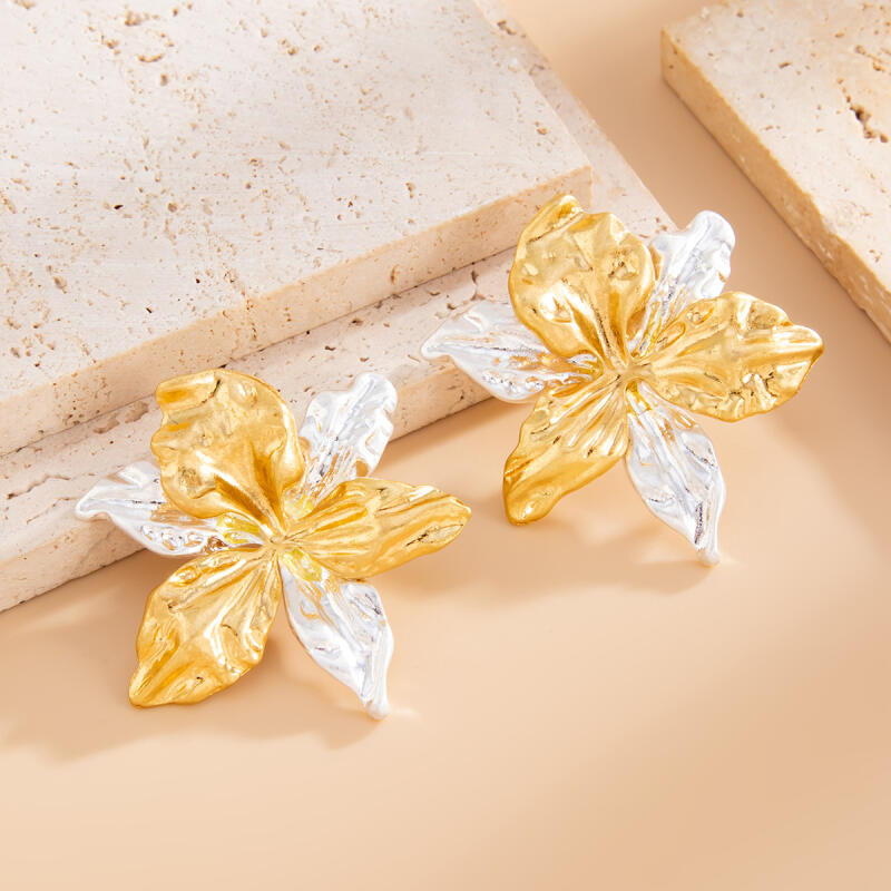 Exquisite Exaggerated Colorful Oil Drop Large Flowers Earrings for Women Ladies Personality Temperament Earrings Jewelry Gifts
