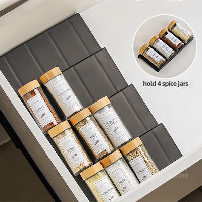 4-stöckiger Küchen-Gewürzschubladen-Organizer Verstellbares Gewürzregal für Gewürzgläser Gewürzflaschen Schrank Speisekammer Küchenorganizer