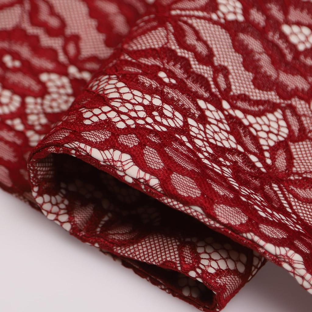 [TOuWA] Half-width Obi (sash), Casual Obi for Women, Adult Size, Year-round Wear, Suitable for Yukata, Lace Pattern, Red.