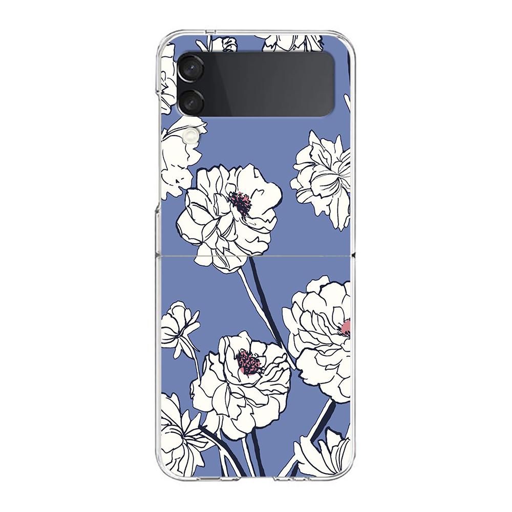 Art Flower Phone Case For Samsung Galaxy Z Flip 7 6 5 4 3 For Samsung Flip7 Flip6 Flip5 Shockproof Dustproof Hard Folding Cover