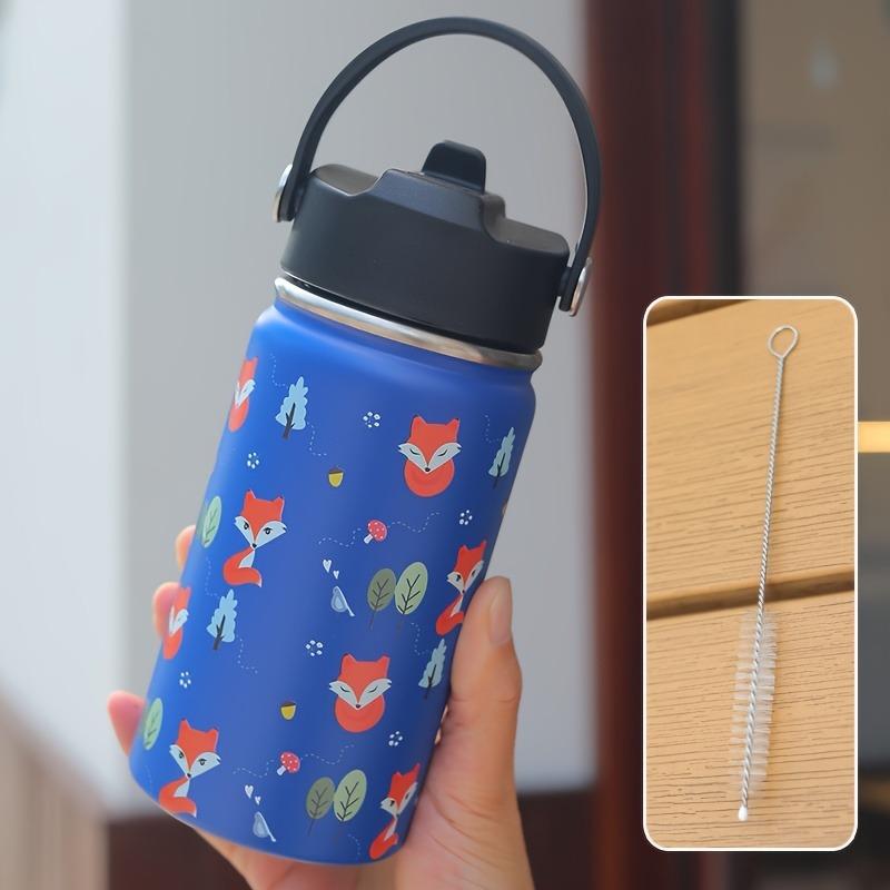 12Oz Kids Water Bottle Cartoon Animal Children'S Cup With Straw Stainless Steel Vacuum Flacks Thermos Bottle Thermal Mug Cups