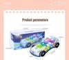 In Stock: Interactive Transparent Gear Racing Car – Omni-directional Walking, Lights, Music, Electric Toy for Children & Parents