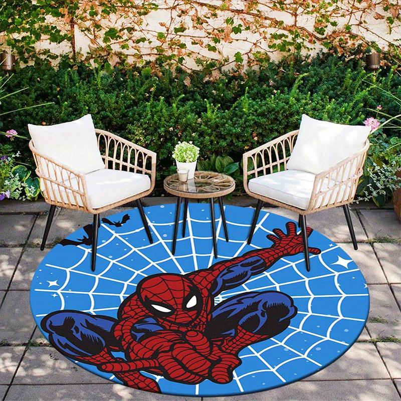 1pc Spider-Man Round Area Rug,Non Slip,Machine Washable Polyester Carpet for Living Room,Bedroom Decor