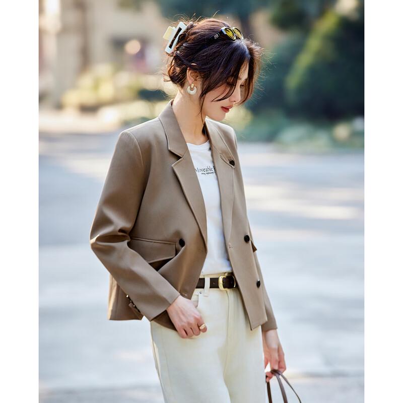 

TERRE BLEUE Women s Double-Breasted Commuter Blazer L