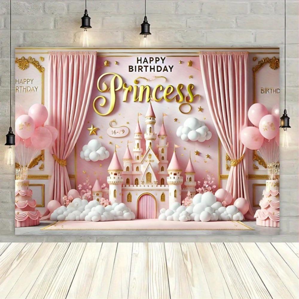 One Piece of Princess-themed Birthday Party Background Cloth, Which Is Brightly Colored and Suitable for Family Gatherings