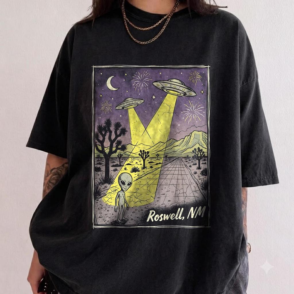 Roswell UFO Shirt, Retro Alien Graphic Tee, Vintage Sci Fi T-Shirt, Roswell NM Alien Abduction Shirt, Spacecore Desert Unisex Tee