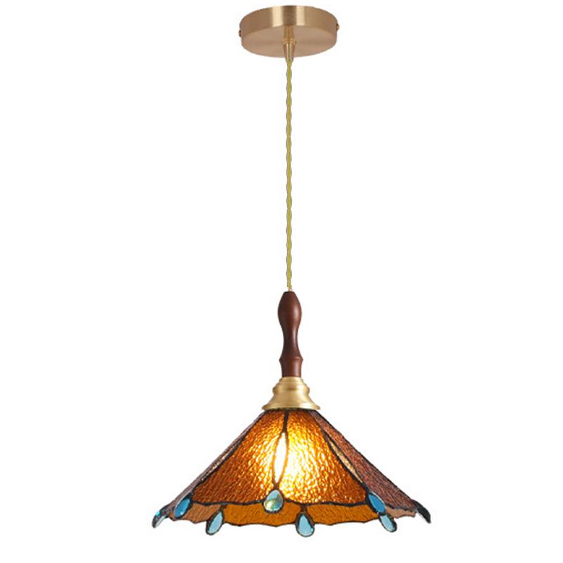 Tiffany Chandelier Retro Creative Stained Glass Lotus Pendant Light Corridor Bedroom Living Room E27 Single Head Hanging Lamps