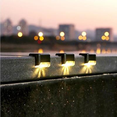 2psLED Solar Stair Lamp Powered Outdoor Lighting Waterproof Railings Steps Solar Light Yard Fences Garden Wall Decora Lights