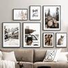 Wall Art Canvas Painting Christmas Winter Pine Forest Deer Lynx Modern Living Room Decoration Posters And Prints Wall Pictures
