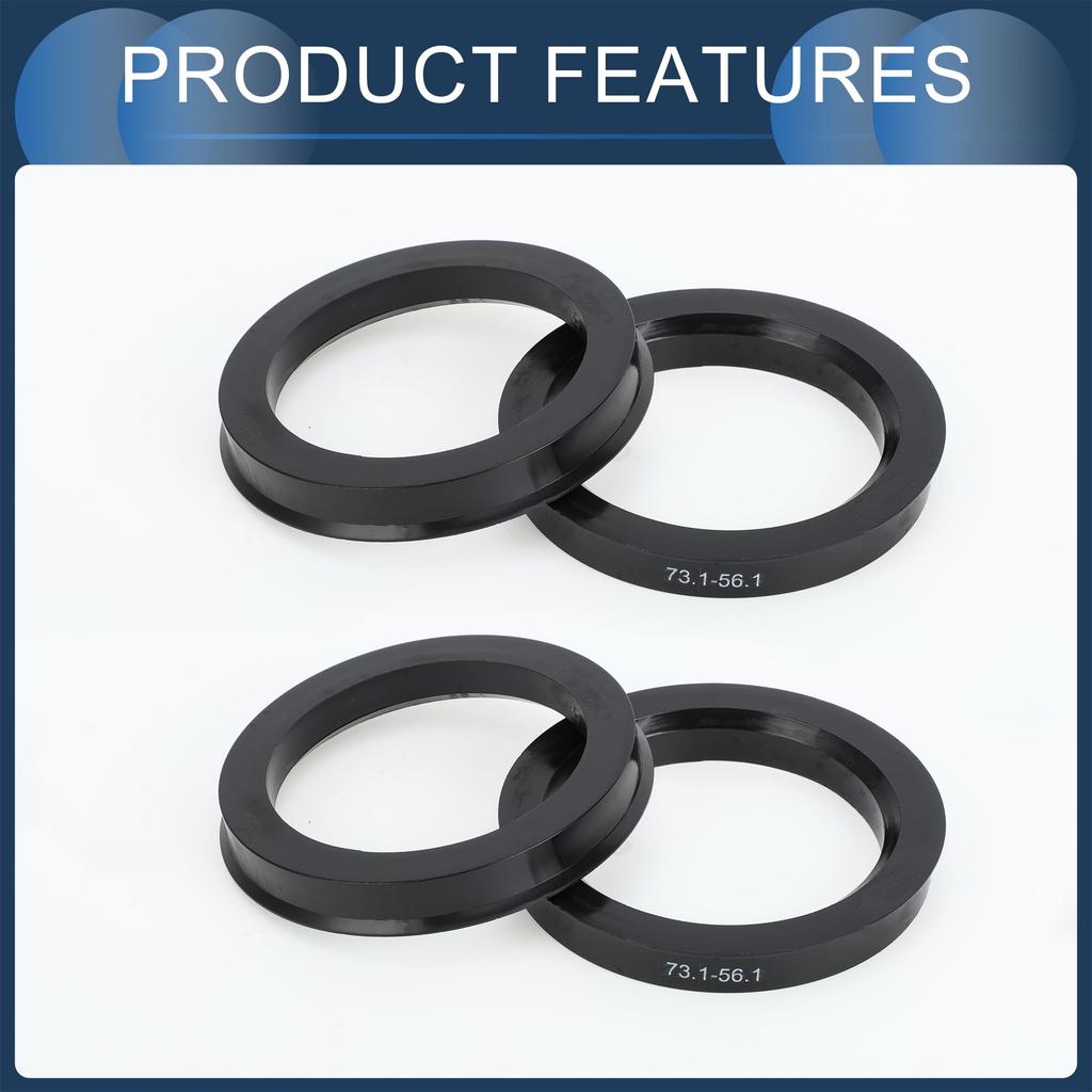 INFINAUTO Navring 56,1 mm innerdiameter 73,1 mm ytterdiameter Bilhjulsnabbring ABS-plast Svart 4 st