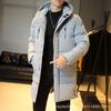 Mens Mid-Length Hooded Cotton Puffer Jacket Winter Warm Loose Fit Casual Coat Black Gray Green