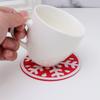 4Pcs Snowflake Shaped Coaster Felt Coasters Non-Slip Heat Resistant Round Cup Mats for Table Protection Red Felt Coasters