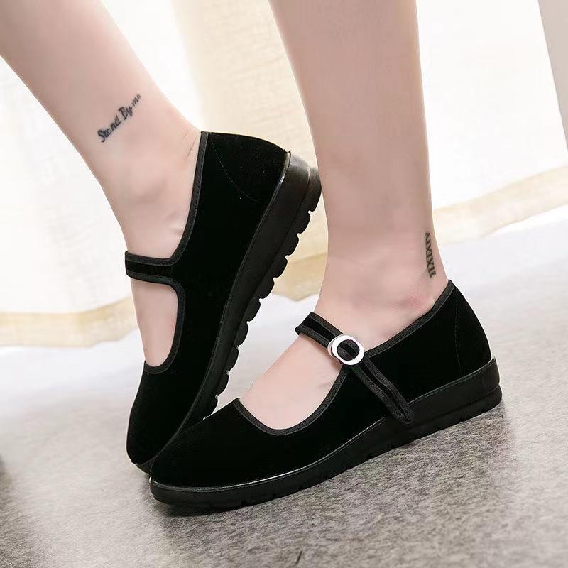 [Bevorzugt] Stoffschuhe Damen weiche Sohle atmungsaktiv und bequem lässige Stoffschuhe Damen Tanz Square Dance Schuhe Hotel Arbeitsschuhe