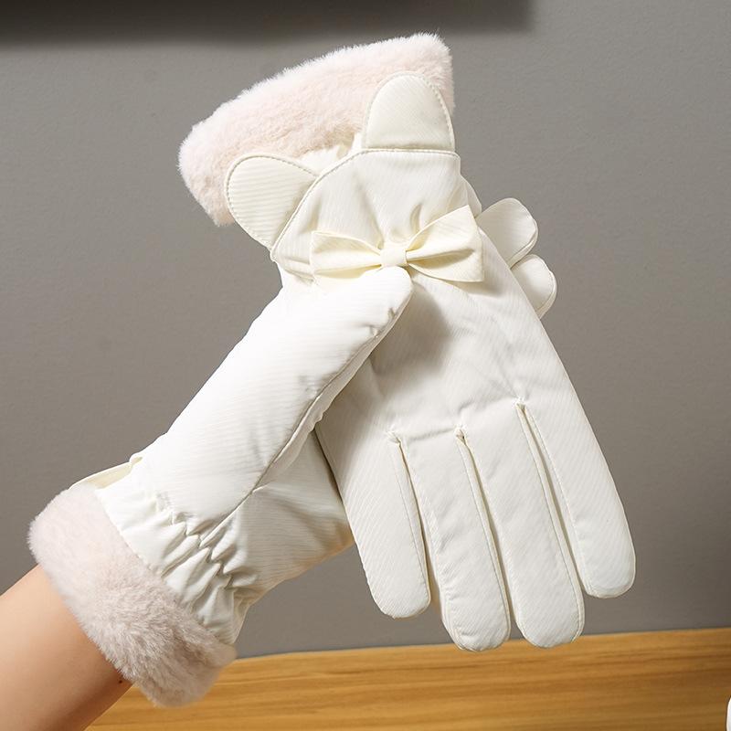 Utomhus Skidhandskar Vattenavvisande Kvinnliga Studenter I Björn Pekskärm Cykling Köldtåliga