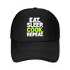 Eat Sleep Cook Repeat Neon Typograph Mesh Baseball Cap For Womens Unisex FeUnisex Beach Dad Hat Hip Hop