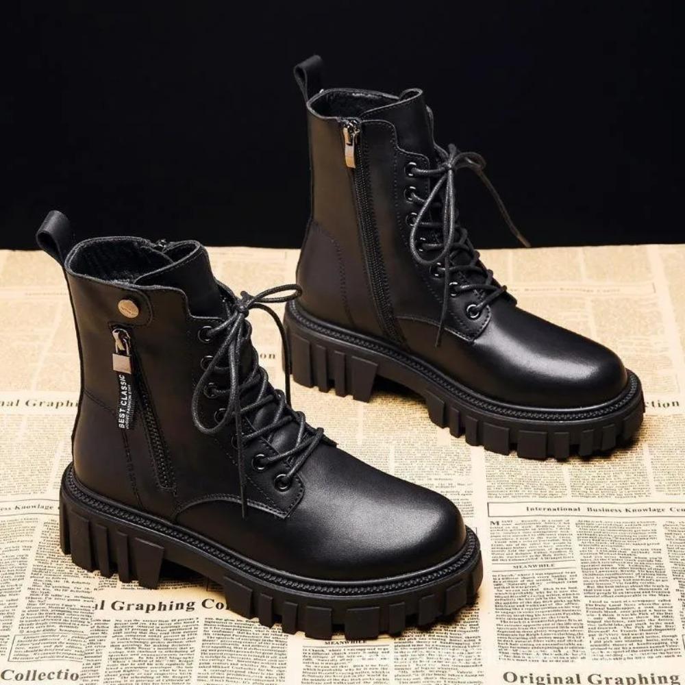 2025New Boots Ladies Lace-Up Shoes for Women Warm Platform Zipper Ankle Boots Soft Women Shoes Winter Boots Fashion Botas Mujer