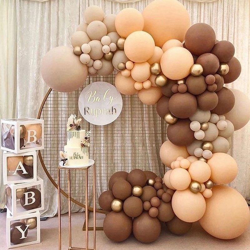Vintage Coffee Cream Latex Balloon Set for Birthday Party Decoration Supplies