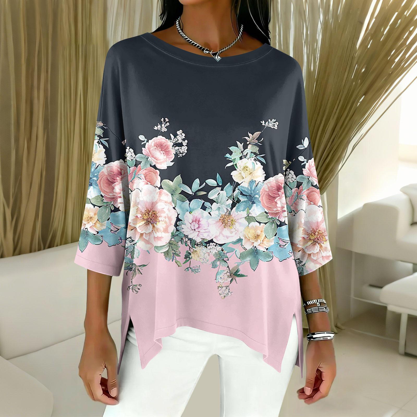 

Женские футболки с рукавом 3/4, футболки с графикой, повседневные базовые топы, пуловеры XXL чёрный