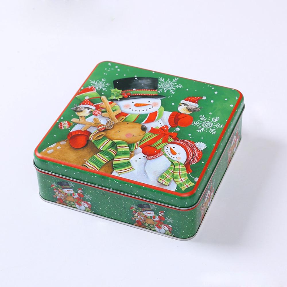Cute Cartoon Christmas Gift Box Square Party Supplies Christmas Candy Box Christmas Decoration Tinplate Candy Storage Containers