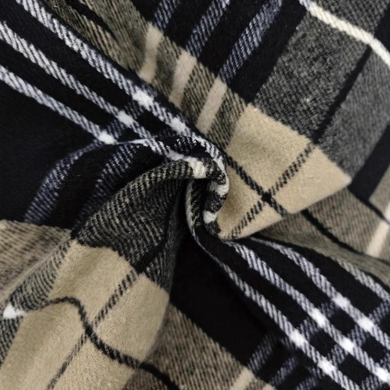 Womens Black White Plaid Wool Blend Midi Skirt With Large Pockets A-Line Office Wear Daily Commute