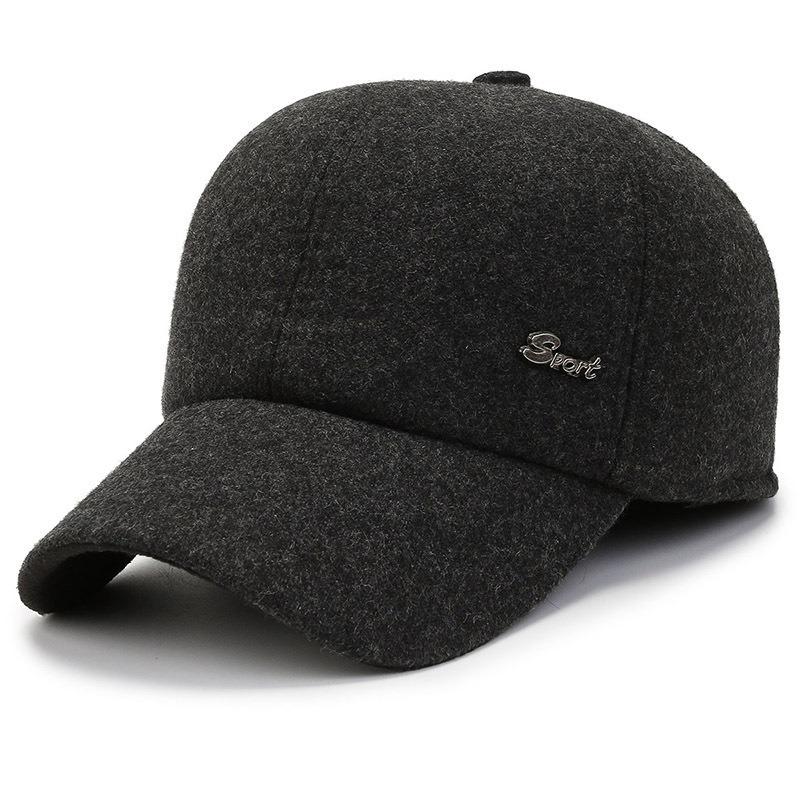 Winter hat Men's fleece cold-proof and warm flat-top hat Grandpa woolen thickened ear protector duck tongue cotton hat