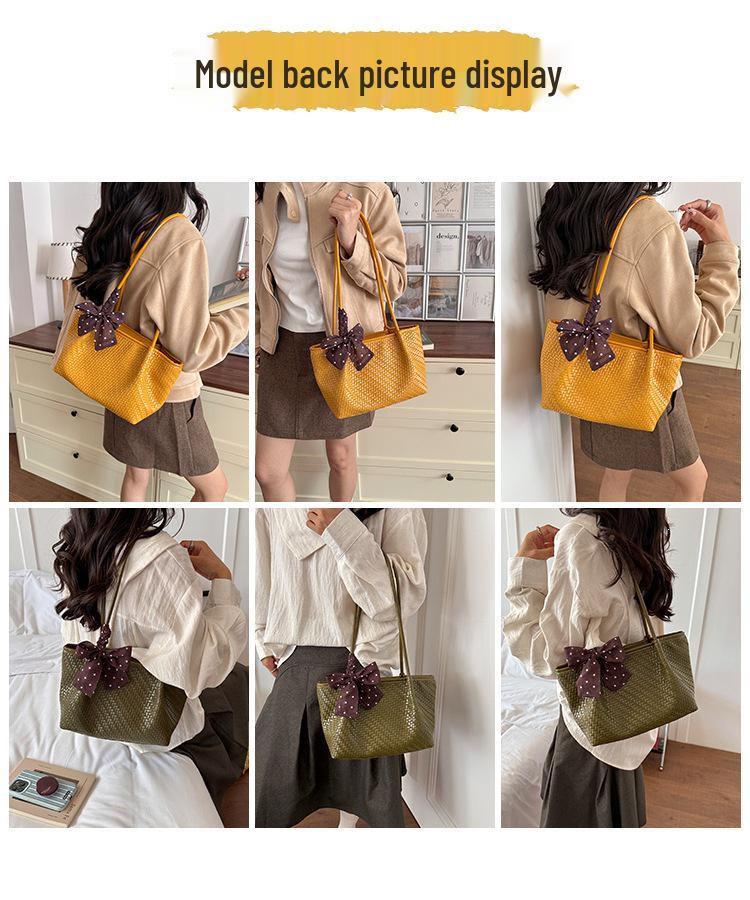 2026 Spring/Summer Women's Woven Bucket Bag: Versatile Large Capacity Shoulder & Crossbody Style