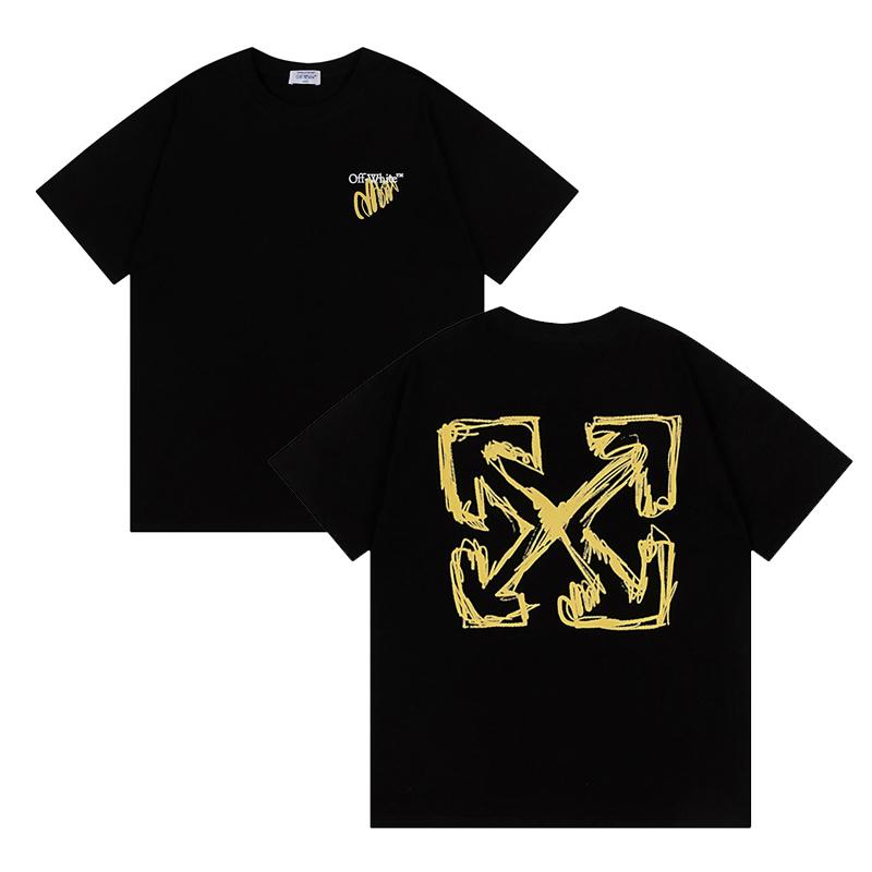 9065 Bianco Sporco 2026 Primavera/Estate Nuova Grafica Lettere Freccia Fantasia Girocollo con Cappuccio Manica Corta T-shirt da Uomo e Donna