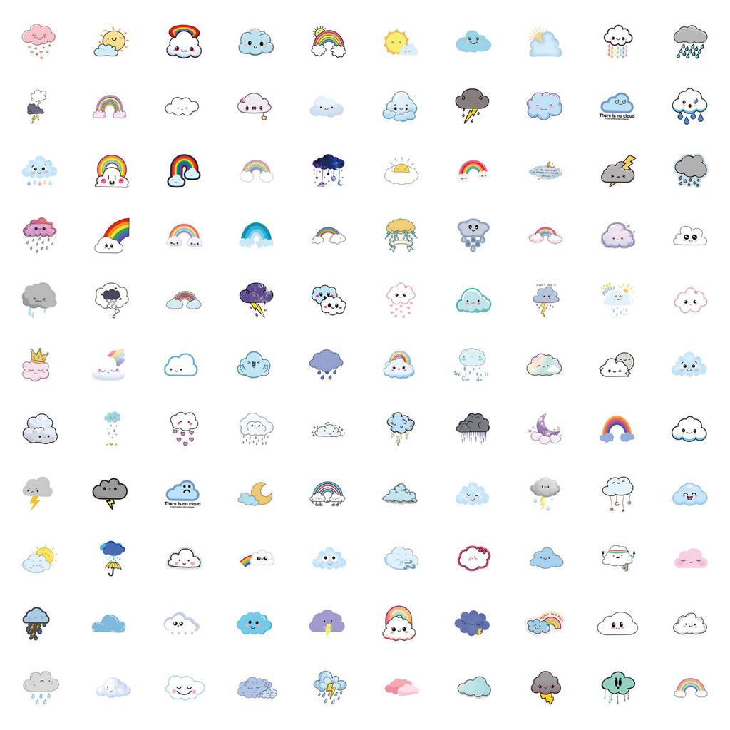 110 Cloud Doodle New Stickers Decorative Skateboard Suitcase Waterproof Stickers