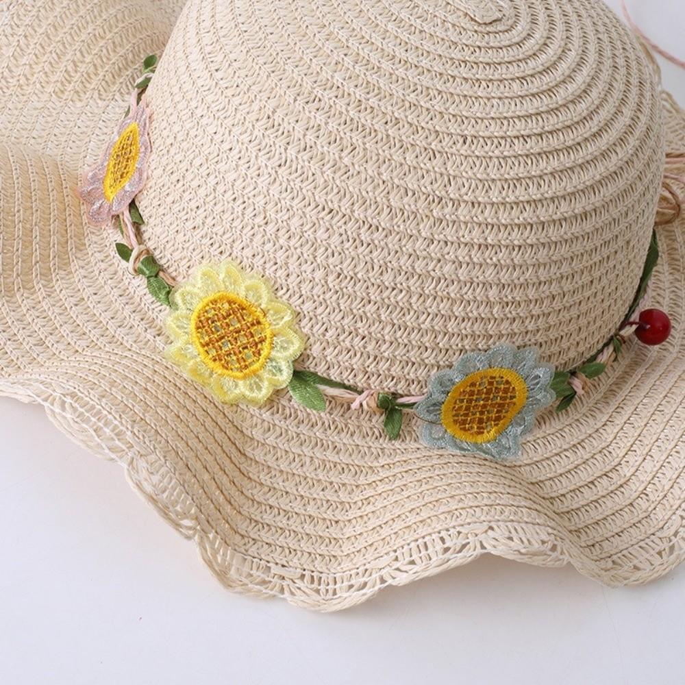 Wide Brim Straw Bag Cap Set Small Daisy Fisherman Hat Outdoor Sun Hat Summer