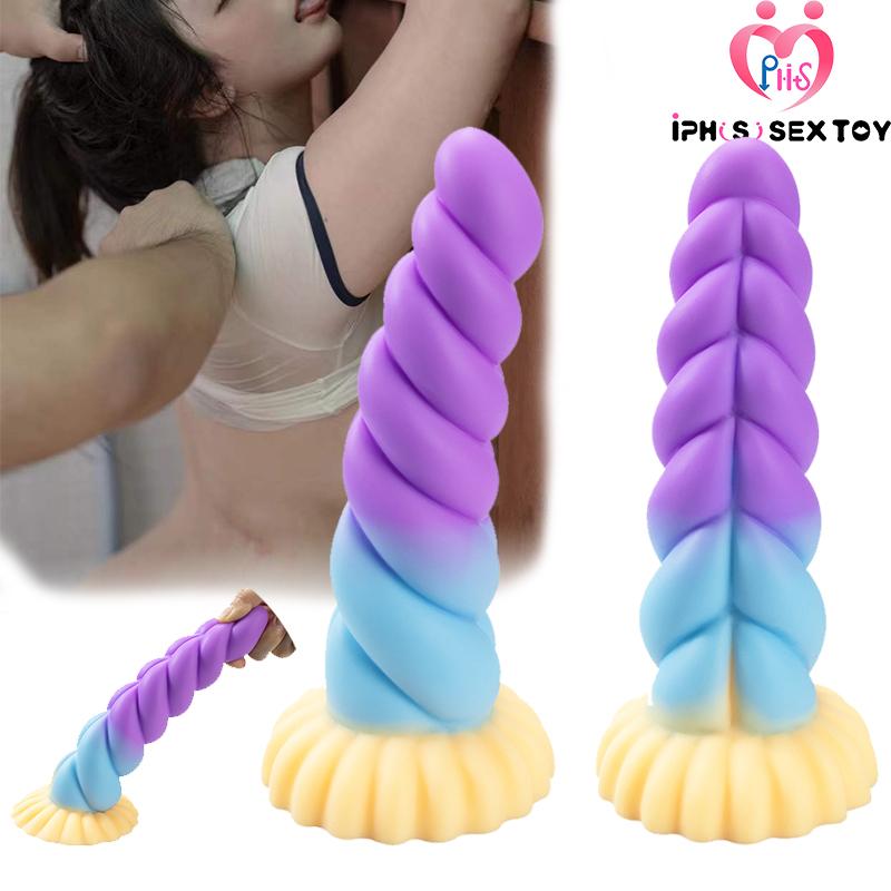 Hanfseil Analstöpsel geformt Silikon Penis Mischfarbe weibliche Simulation Masturbation Gerät Saugnapf Sex Spielzeug