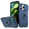For iPhone 16 Pro Magnetic Phone Case TPU+PC Cover with Kickstand and Slide Lens Lid