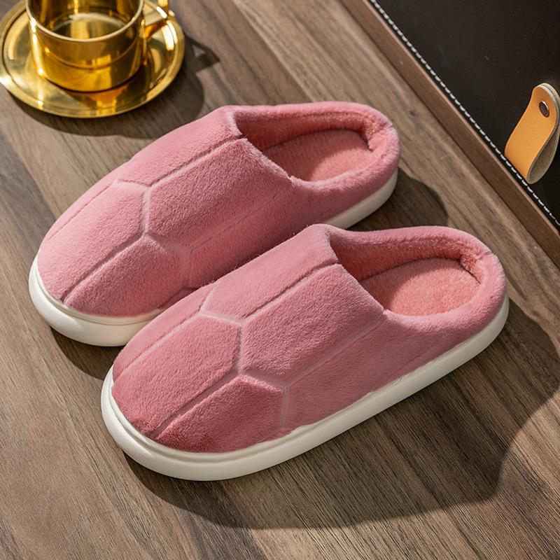 Heel cotton slippers, piled and thickened indoor home warmth in winter, plush cotton shoes