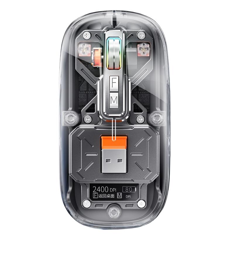 

M135 Интеллектуальный экран Дисплей Прозрачный сплав Мышь Беспроводная Bluetooth Промышленный стиль 3-режимные мыши серый