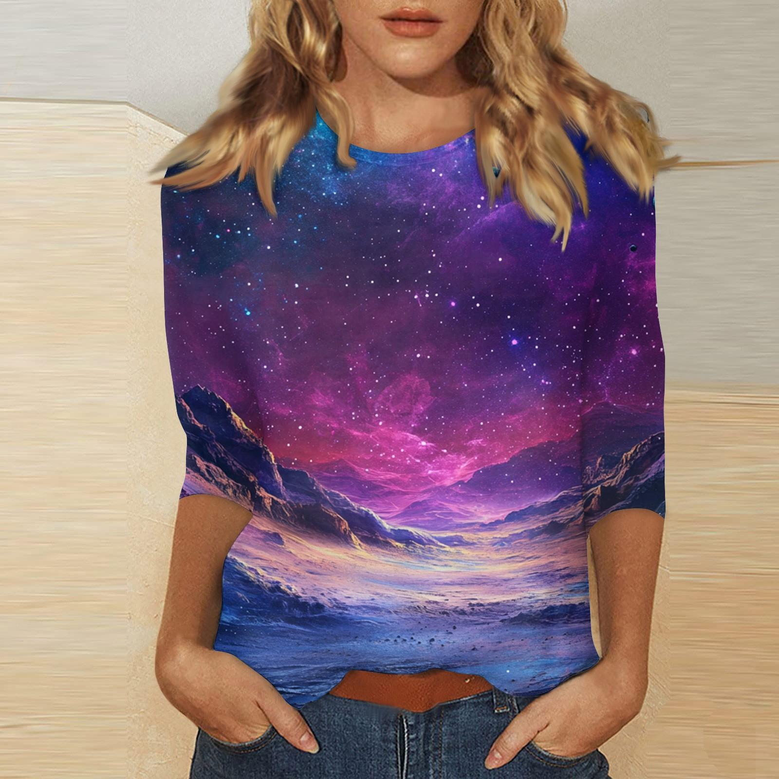 

Жіноча повсякденна вільна футболка на День Святого Валентина з круглим вирізом і рукавами три чверті L фіолетовий