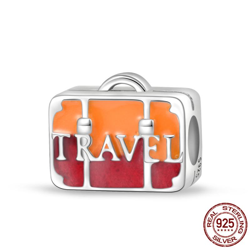 Luggage Airplane Passport Three-Piece Setcopper Charms Fitoriginal Bracelet Jewelry Making For Women Gift